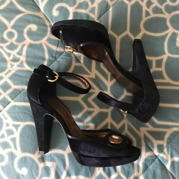 Coach Shoes - New Coach Darleen Velvet Platform Peep Toe Heel